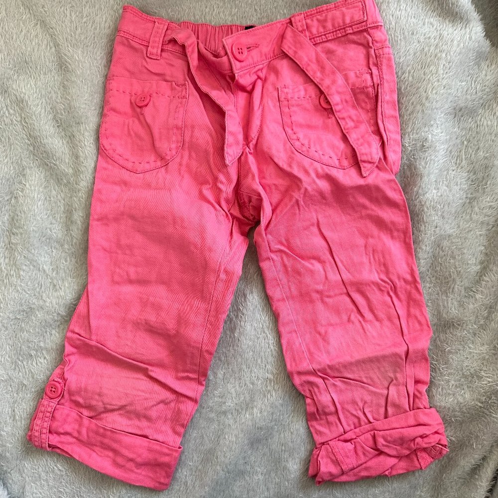Baby Gap Bright Pink Roll Up Utility Pants Sz 3T